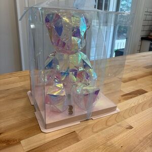 NIB LED Light Up Bear 9" Tall Iridescent Glow Holographic Lights w/USB Charger